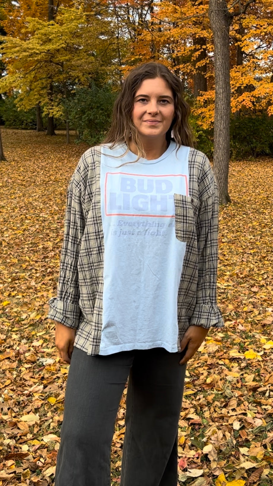 Reworked Bud Light Flannel Long Sleeve